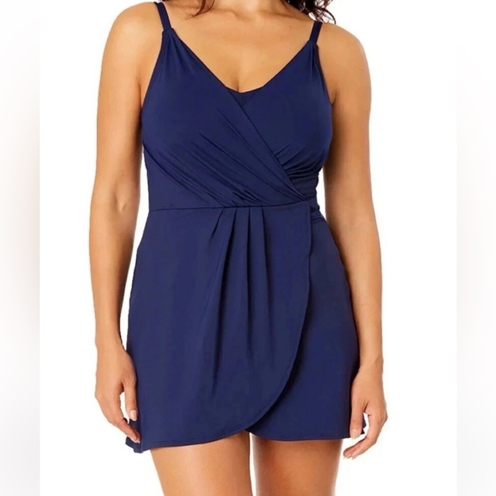 Lands' End Navy Blue Swim Dress Size XL